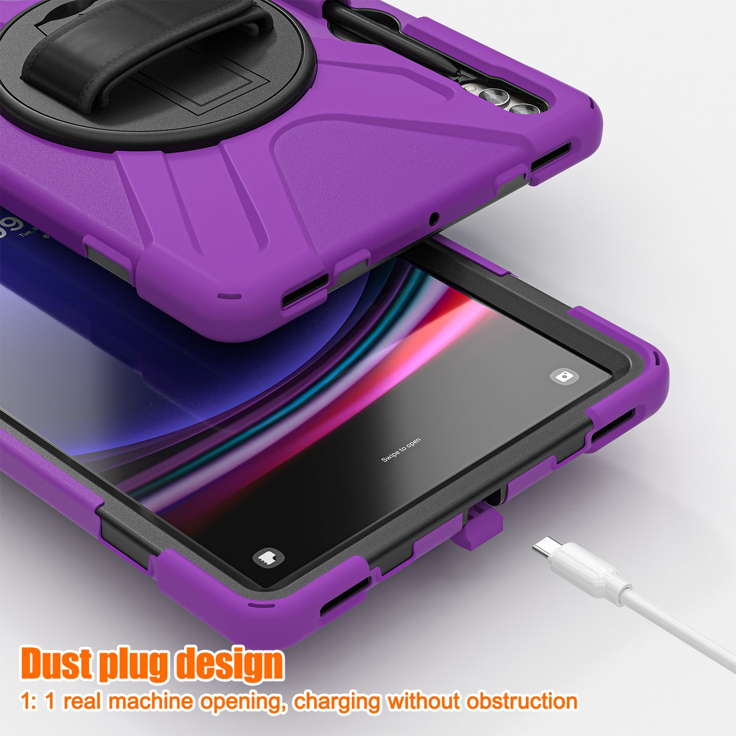 For Samsung Galaxy Tab S9 FE+ / S9+ / S8+ / S7 Wrist Strap Tablet Case Anti-scratch PC+Silicone Kickstand Cover