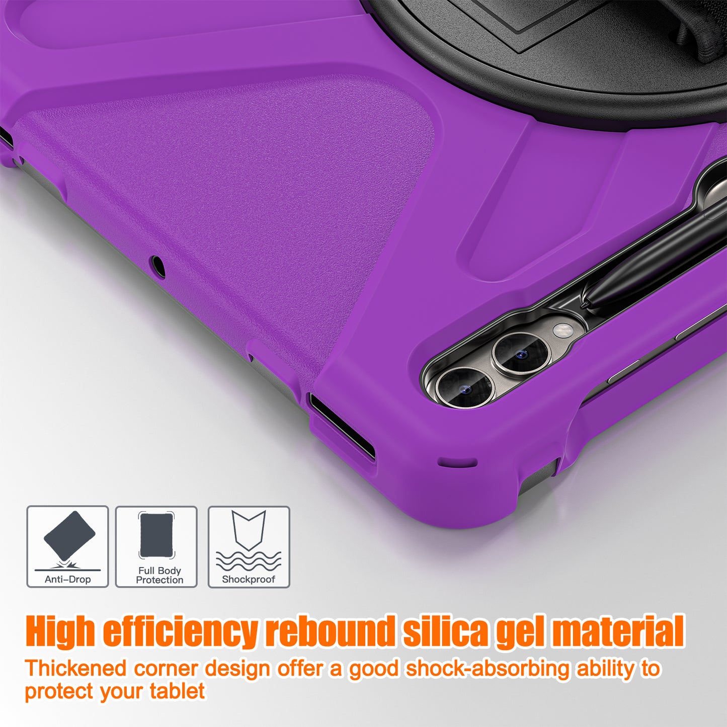 For Samsung Galaxy Tab S9 FE+ / S9+ / S8+ / S7 Wrist Strap Tablet Case Anti-scratch PC+Silicone Kickstand Cover