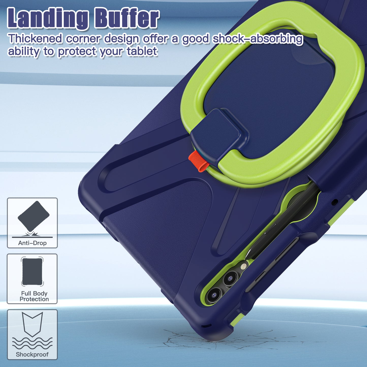 For Samsung Galaxy Tab S9 FE+ / S9+ / S8+ / S7+ PC+Silicone Protective Case Rotating Kickstand Rugged Tablet Cover with Handle Design