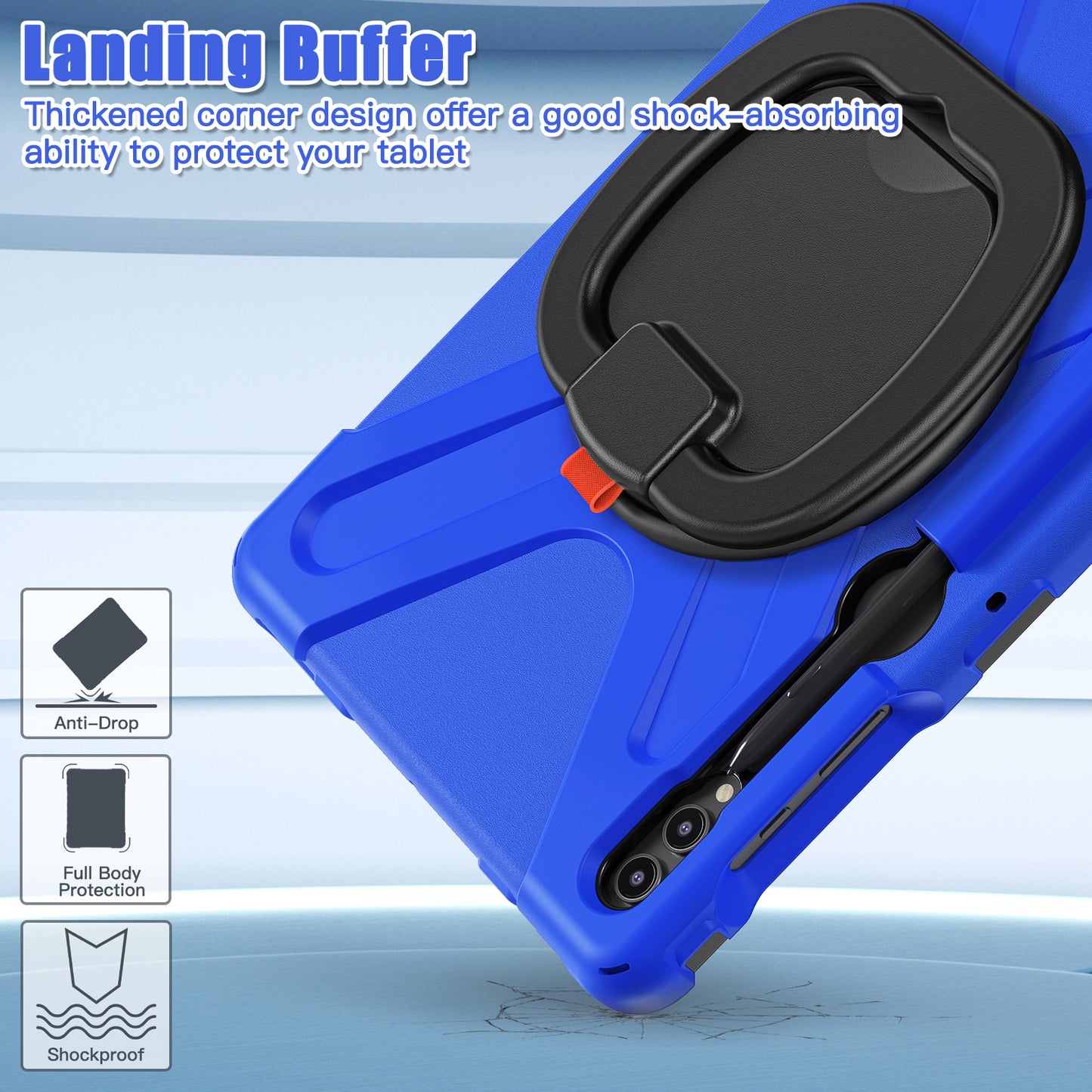 For Samsung Galaxy Tab S9 FE+ / S9+ / S8+ / S7+ PC+Silicone Protective Case Rotating Kickstand Rugged Tablet Cover with Handle Design