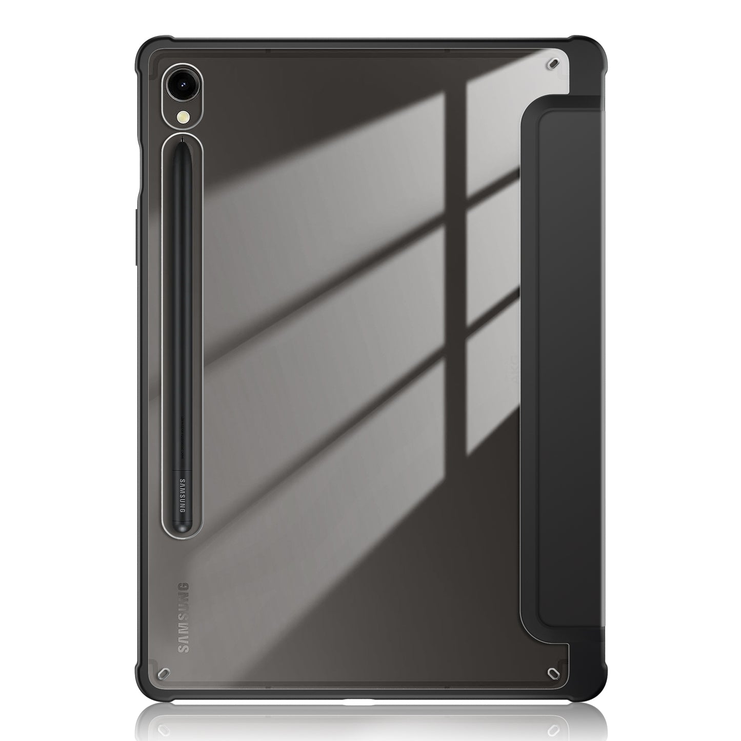 Protective Case for Samsung Galaxy Tab S9 (SM-X710 / SM-X716B / SM-X718U) PU+TPU+Acrylic Tri-fold Stand Tablet Cover with Pen Slot