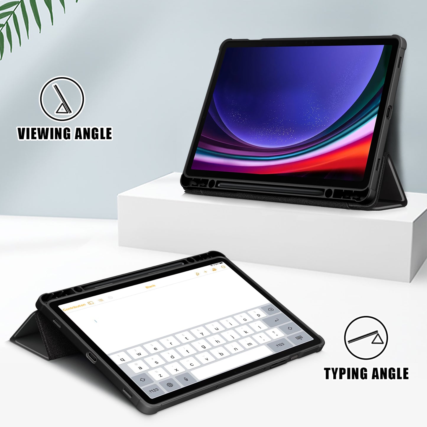 Protective Case for Samsung Galaxy Tab S9 (SM-X710 / SM-X716B / SM-X718U) PU+TPU+Acrylic Tri-fold Stand Tablet Cover with Pen Slot