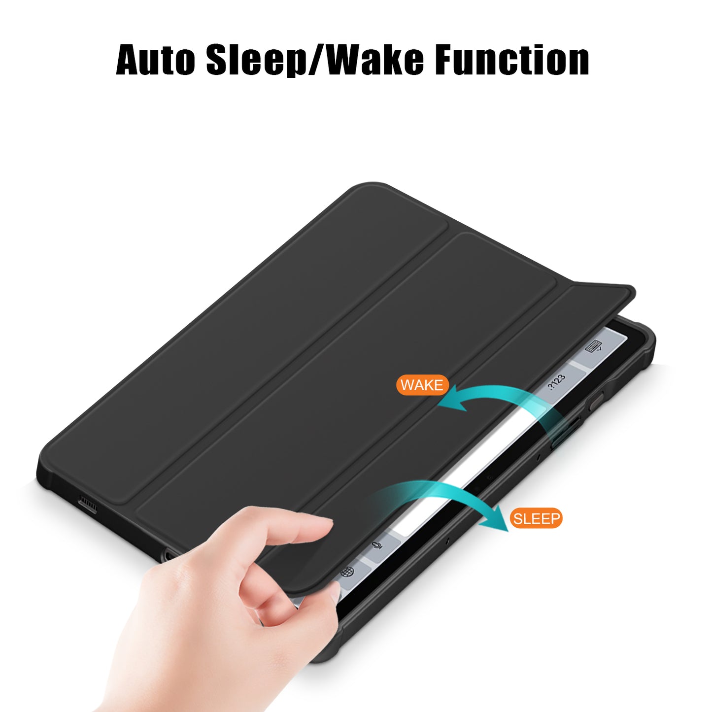 Protective Case for Samsung Galaxy Tab S9 (SM-X710 / SM-X716B / SM-X718U) PU+TPU+Acrylic Tri-fold Stand Tablet Cover with Pen Slot