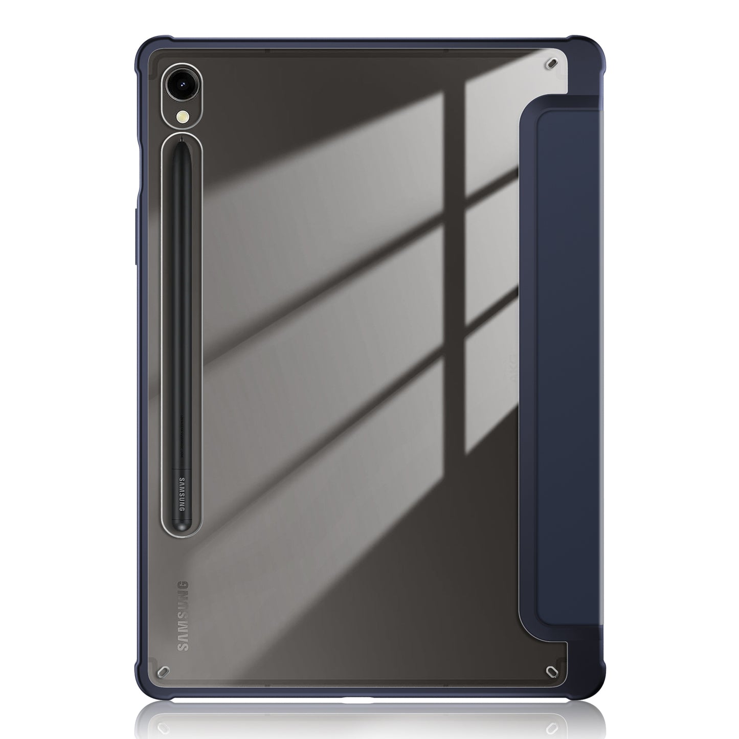 Protective Case for Samsung Galaxy Tab S9 (SM-X710 / SM-X716B / SM-X718U) PU+TPU+Acrylic Tri-fold Stand Tablet Cover with Pen Slot