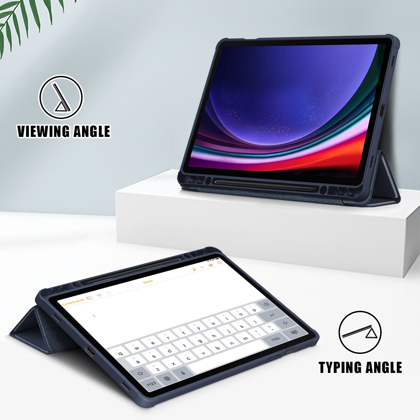 Protective Case for Samsung Galaxy Tab S9 (SM-X710 / SM-X716B / SM-X718U) PU+TPU+Acrylic Tri-fold Stand Tablet Cover with Pen Slot
