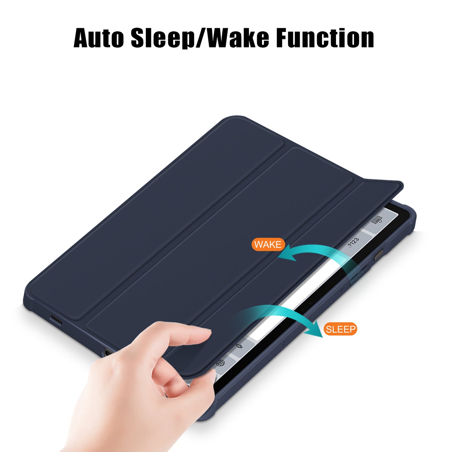 Protective Case for Samsung Galaxy Tab S9 (SM-X710 / SM-X716B / SM-X718U) PU+TPU+Acrylic Tri-fold Stand Tablet Cover with Pen Slot