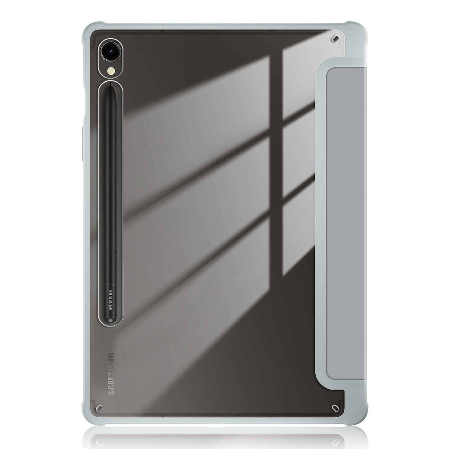 Protective Case for Samsung Galaxy Tab S9 (SM-X710 / SM-X716B / SM-X718U) PU+TPU+Acrylic Tri-fold Stand Tablet Cover with Pen Slot