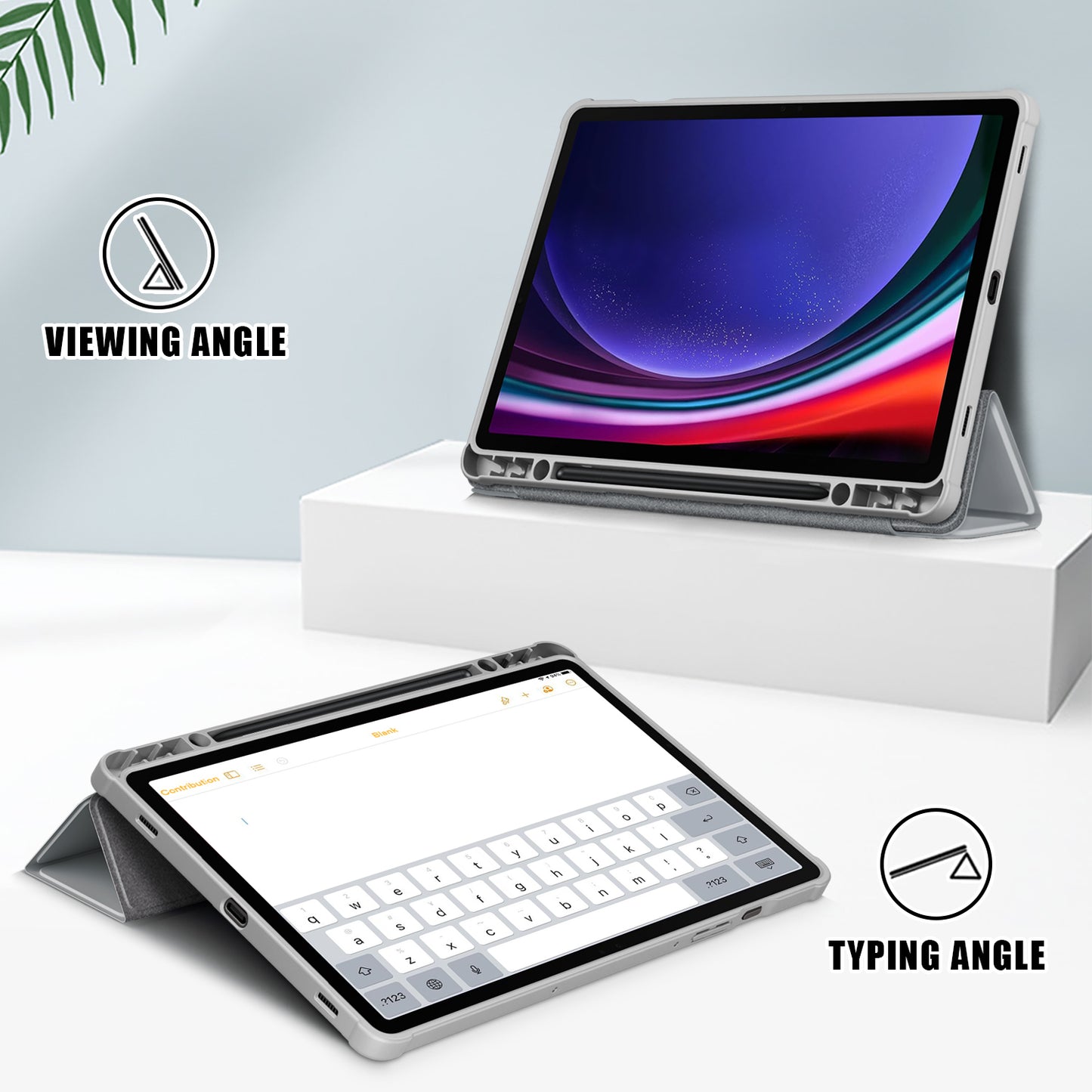 Protective Case for Samsung Galaxy Tab S9 (SM-X710 / SM-X716B / SM-X718U) PU+TPU+Acrylic Tri-fold Stand Tablet Cover with Pen Slot