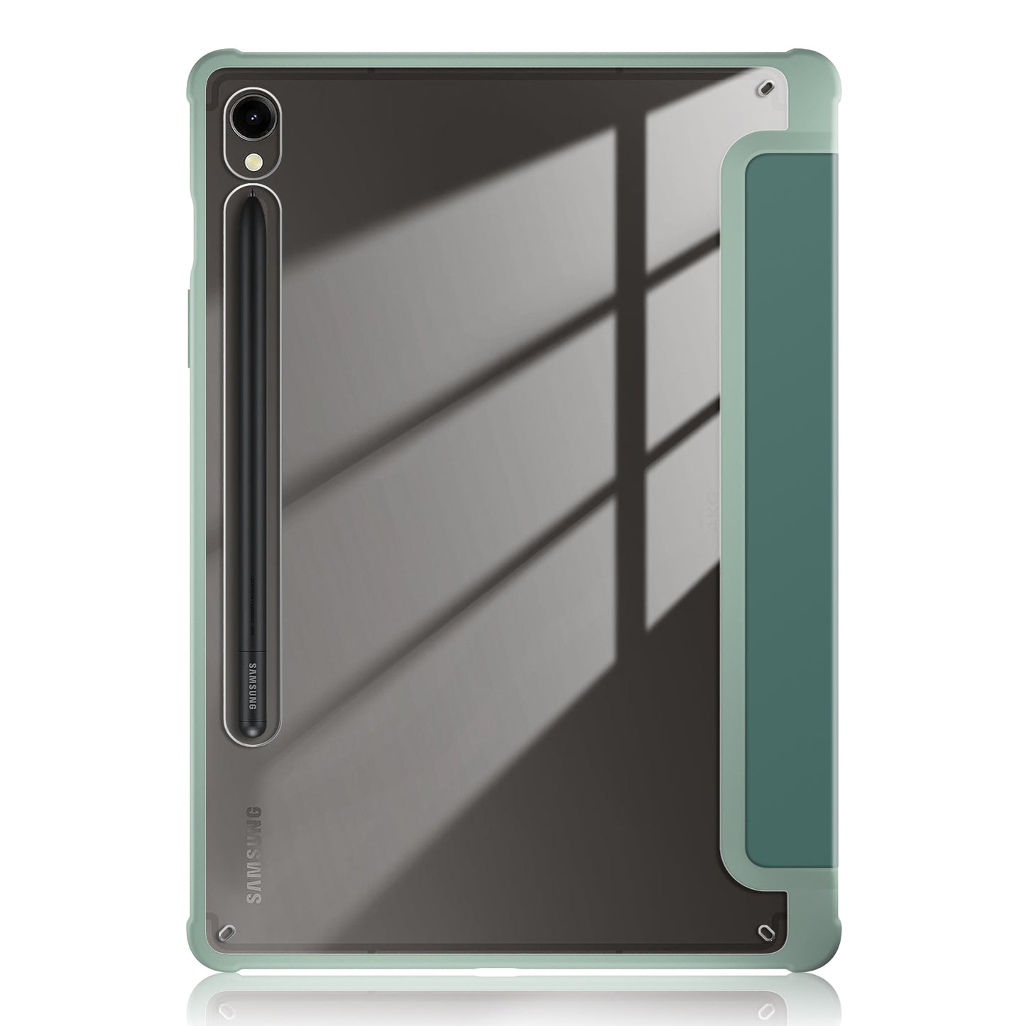 Protective Case for Samsung Galaxy Tab S9 (SM-X710 / SM-X716B / SM-X718U) PU+TPU+Acrylic Tri-fold Stand Tablet Cover with Pen Slot
