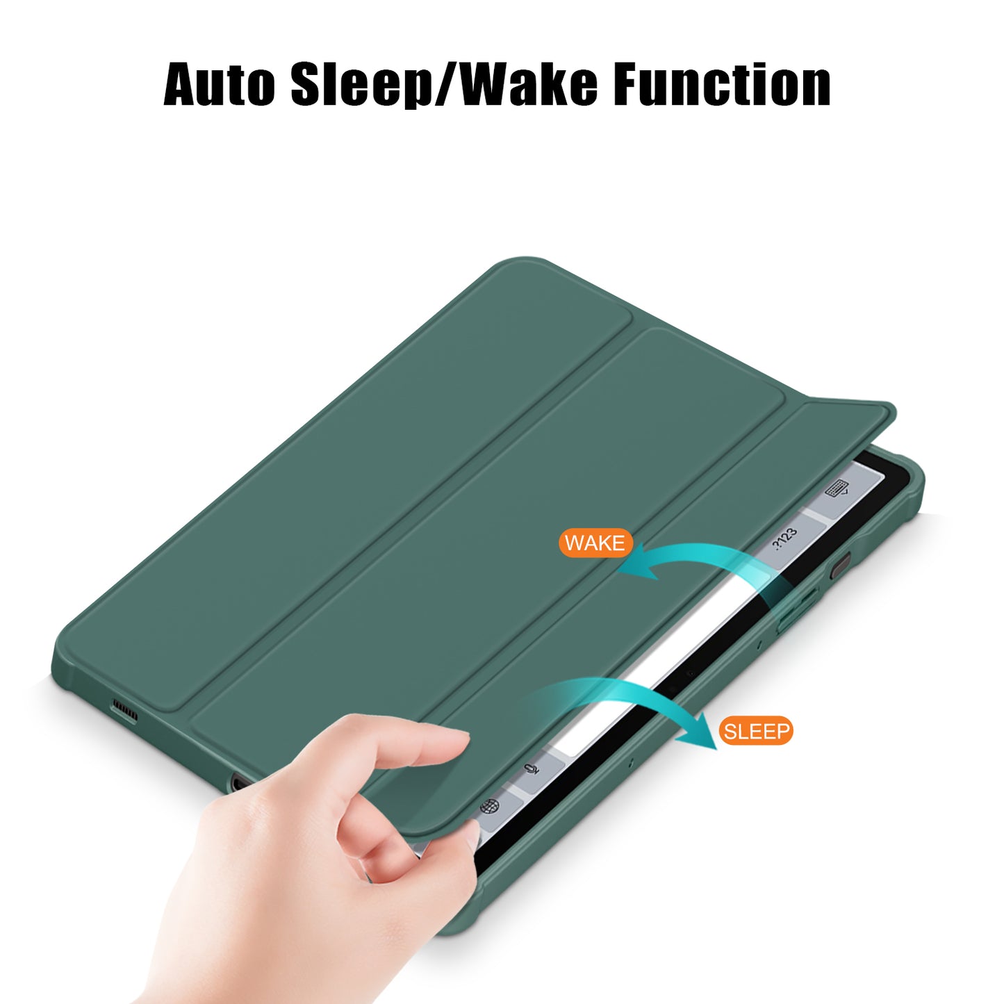 Protective Case for Samsung Galaxy Tab S9 (SM-X710 / SM-X716B / SM-X718U) PU+TPU+Acrylic Tri-fold Stand Tablet Cover with Pen Slot