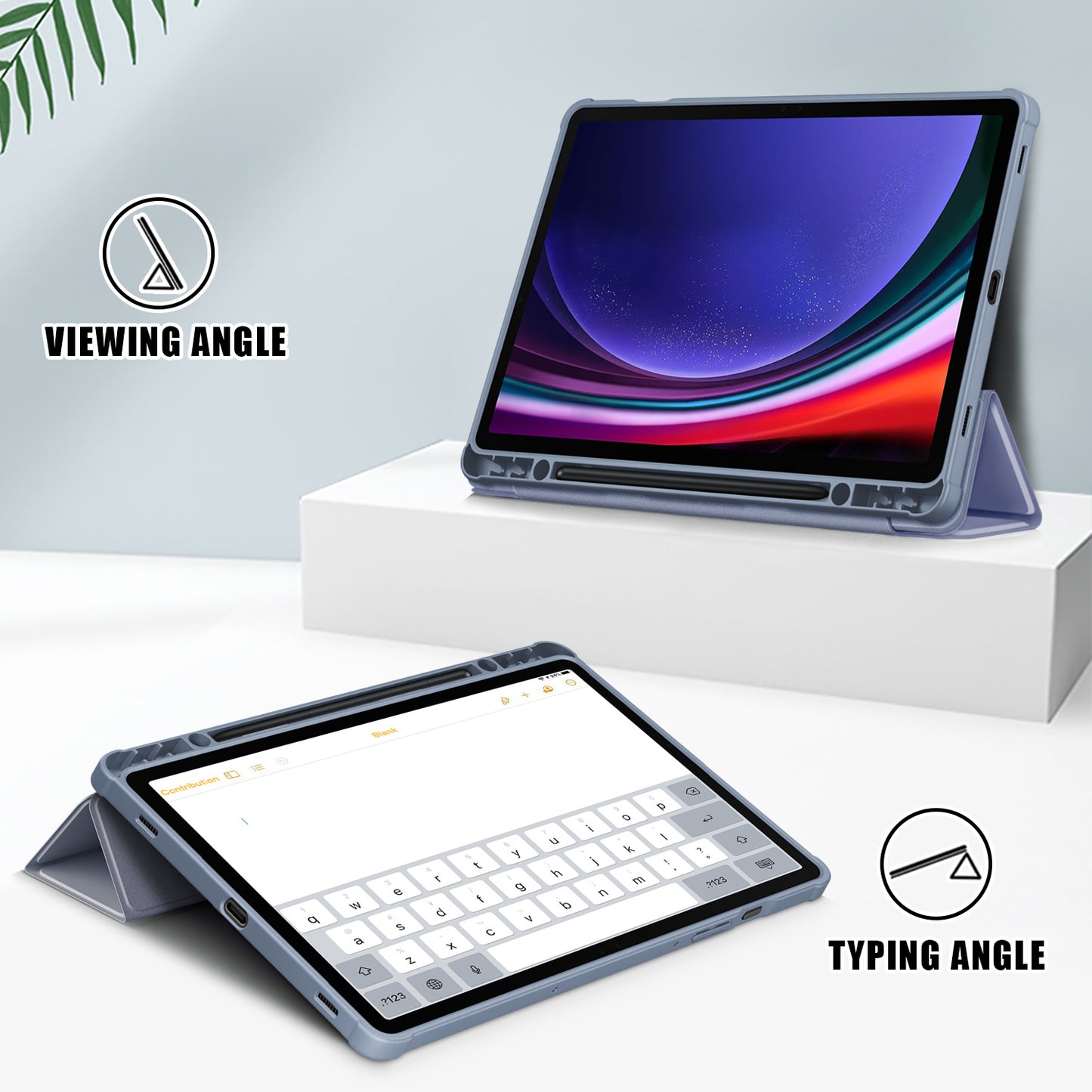 Protective Case for Samsung Galaxy Tab S9 (SM-X710 / SM-X716B / SM-X718U) PU+TPU+Acrylic Tri-fold Stand Tablet Cover with Pen Slot