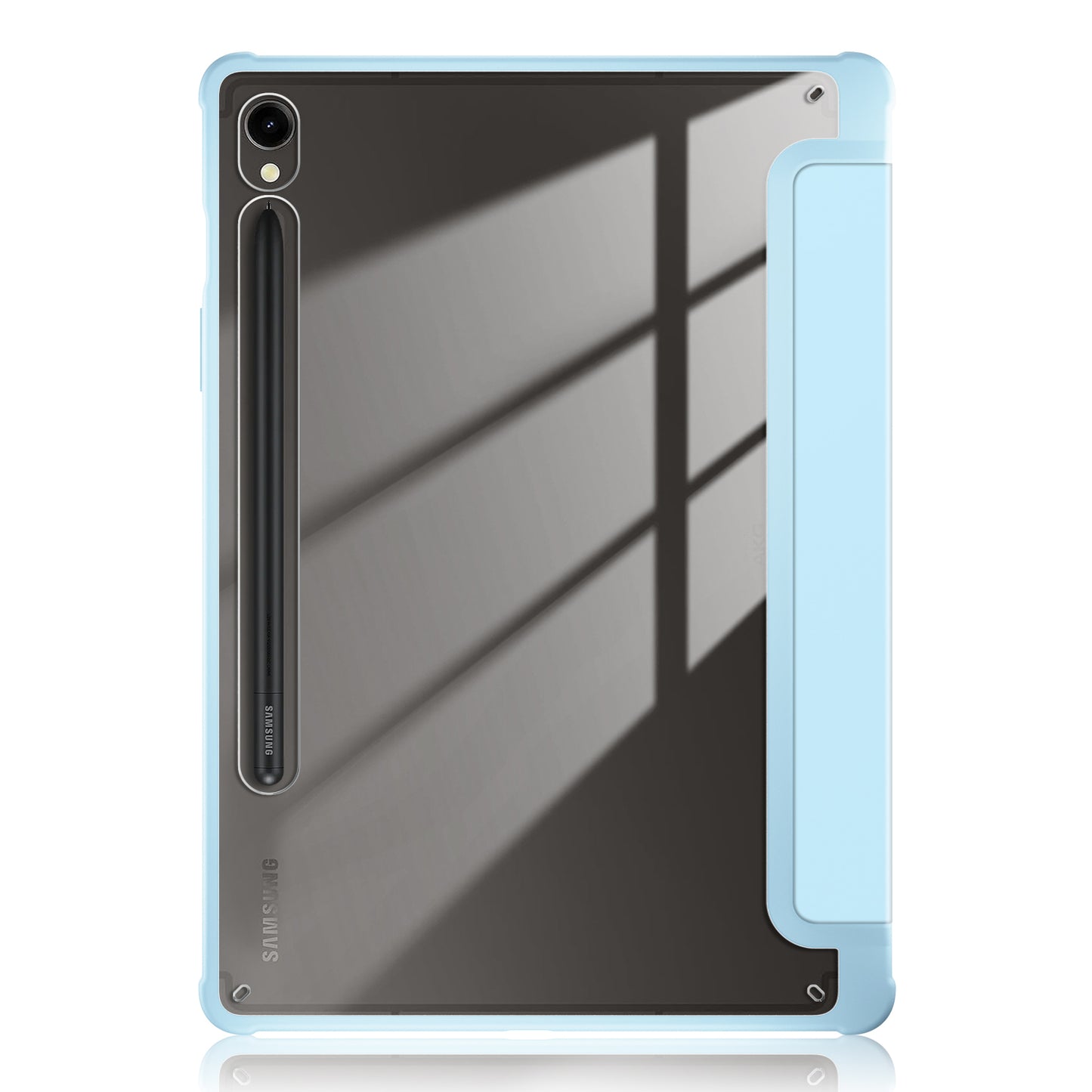 Protective Case for Samsung Galaxy Tab S9 (SM-X710 / SM-X716B / SM-X718U) PU+TPU+Acrylic Tri-fold Stand Tablet Cover with Pen Slot