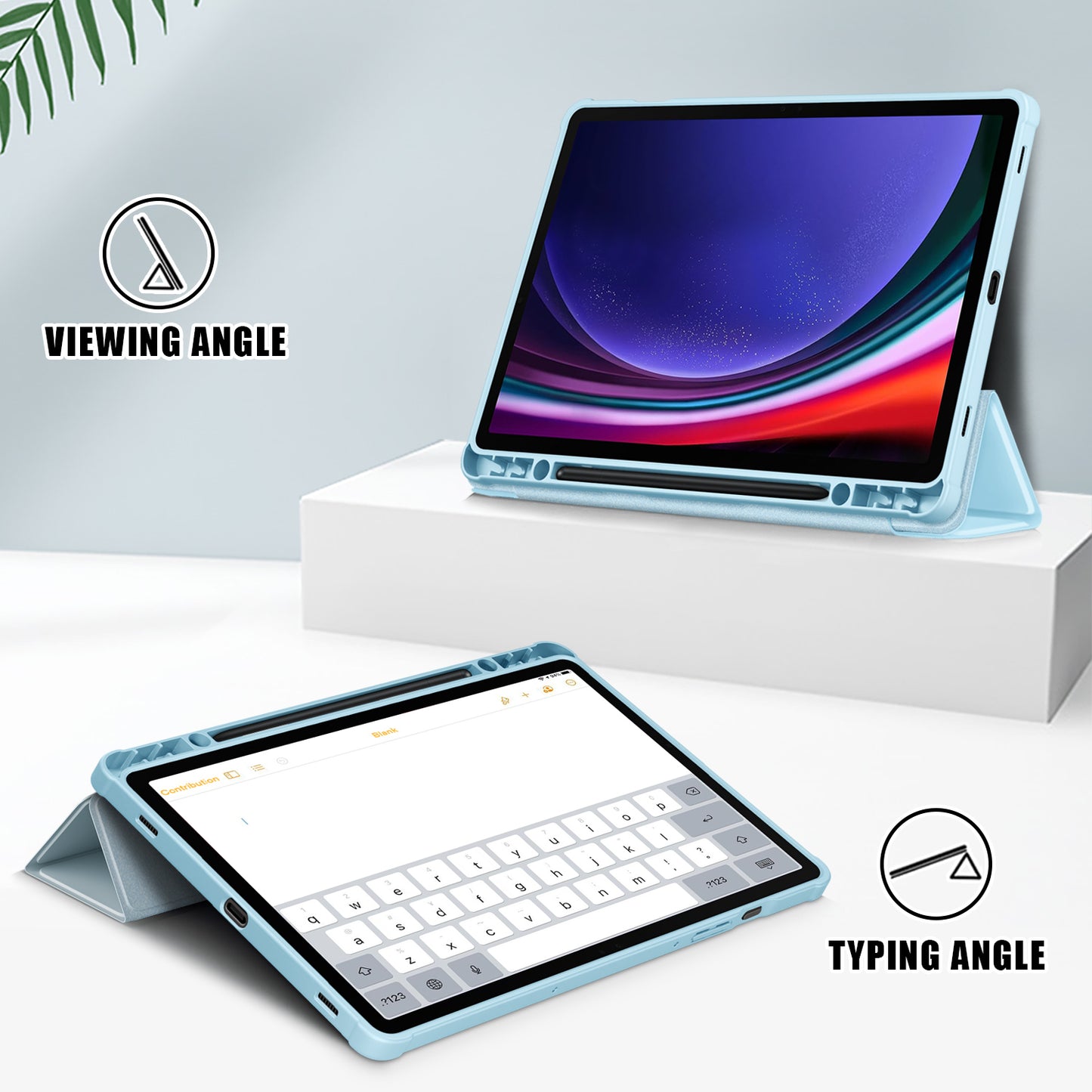 Protective Case for Samsung Galaxy Tab S9 (SM-X710 / SM-X716B / SM-X718U) PU+TPU+Acrylic Tri-fold Stand Tablet Cover with Pen Slot