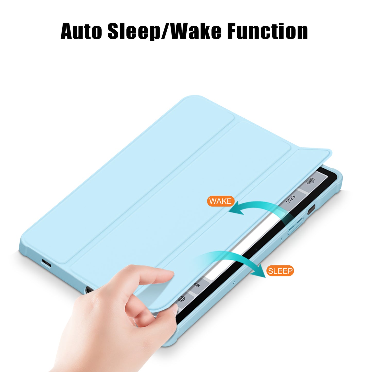 Protective Case for Samsung Galaxy Tab S9 (SM-X710 / SM-X716B / SM-X718U) PU+TPU+Acrylic Tri-fold Stand Tablet Cover with Pen Slot