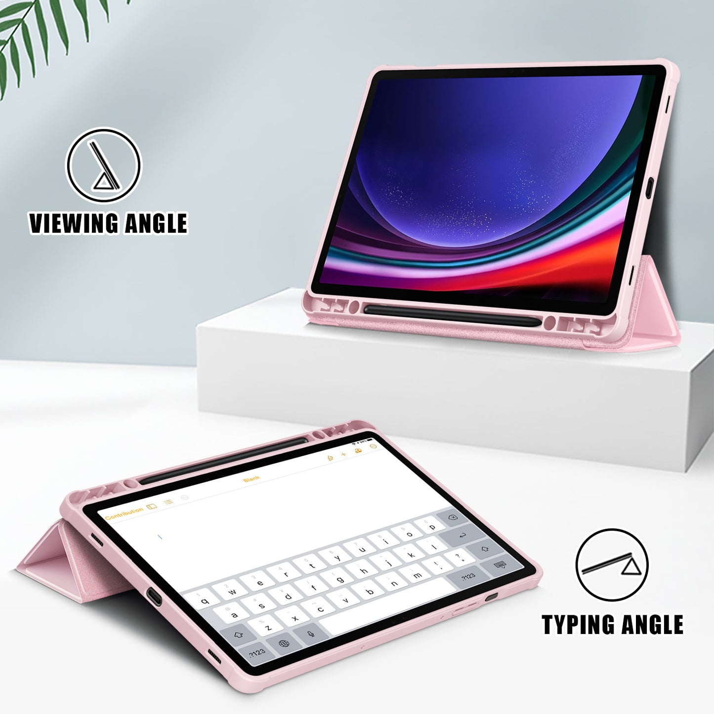 Protective Case for Samsung Galaxy Tab S9 (SM-X710 / SM-X716B / SM-X718U) PU+TPU+Acrylic Tri-fold Stand Tablet Cover with Pen Slot