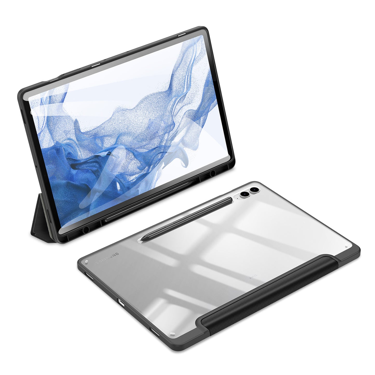 DUX DUCIS TOBY Series For Samsung Galaxy Tab S9 FE+ Tablet Leather Case Tri-fold Stand Cover with Pen Slot