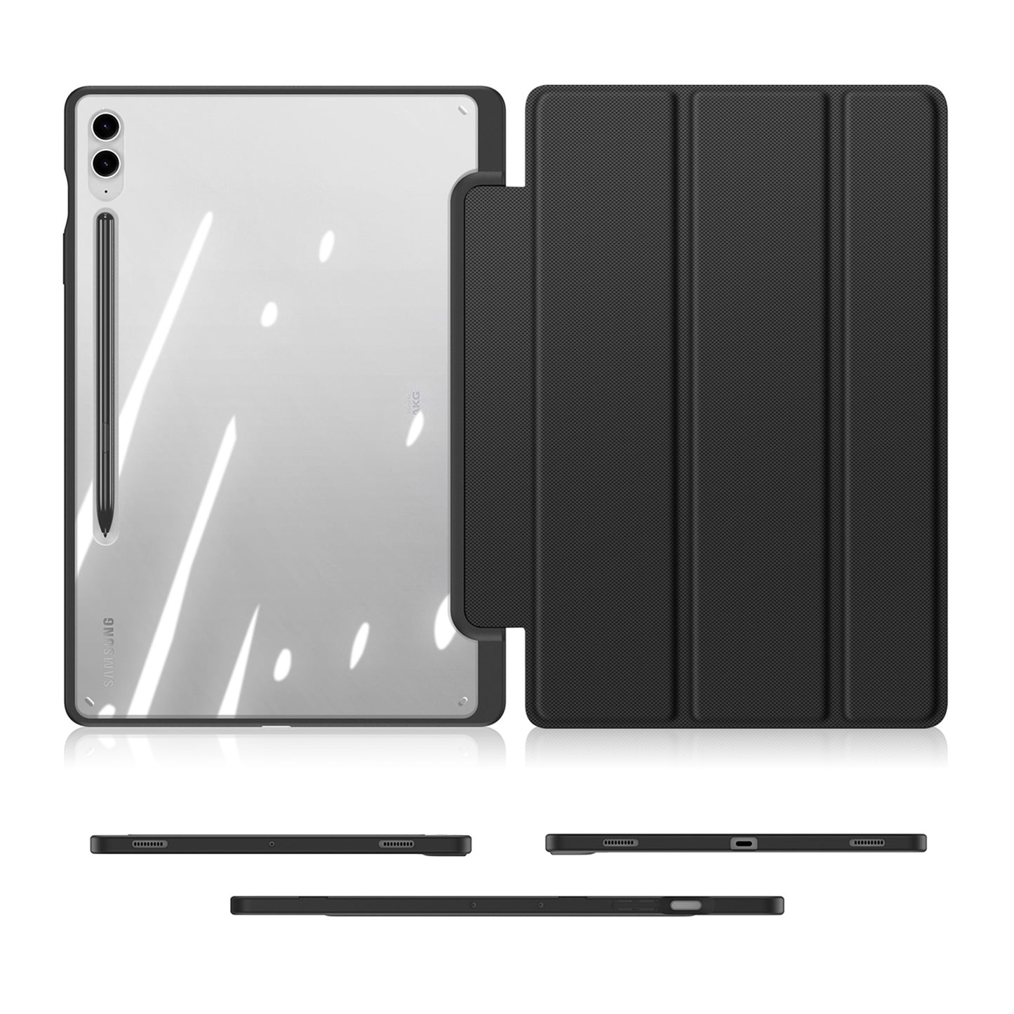 DUX DUCIS TOBY Series For Samsung Galaxy Tab S9 FE+ Tablet Leather Case Tri-fold Stand Cover with Pen Slot