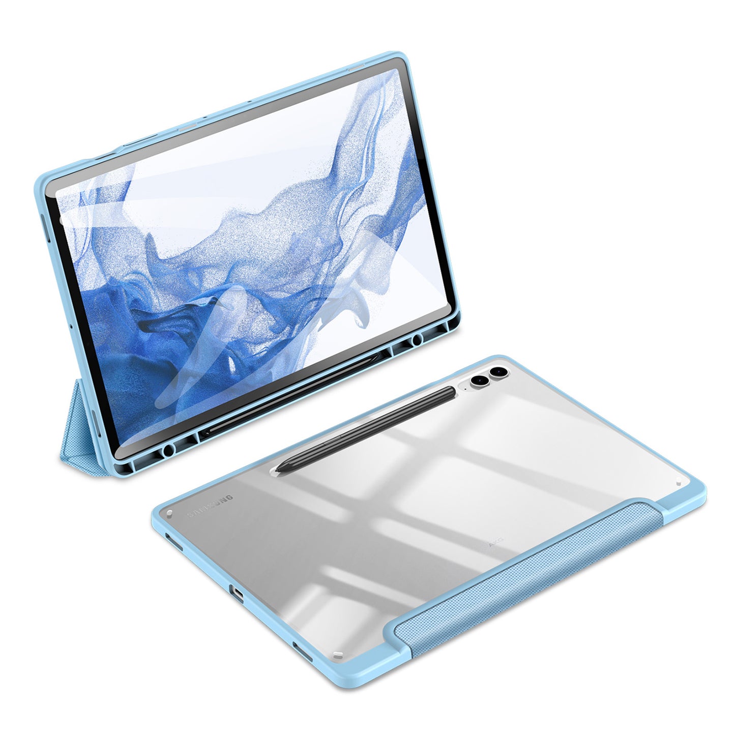 DUX DUCIS TOBY Series For Samsung Galaxy Tab S9 FE+ Tablet Leather Case Tri-fold Stand Cover with Pen Slot