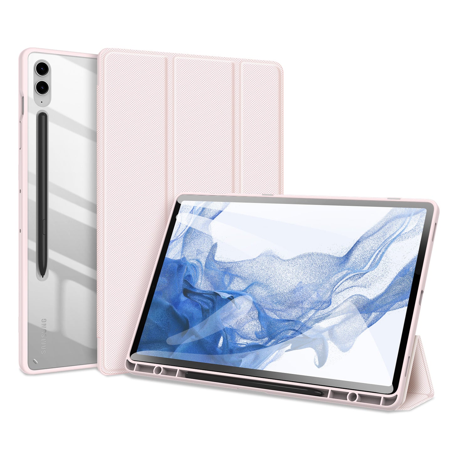 DUX DUCIS TOBY Series For Samsung Galaxy Tab S9 FE+ Tablet Leather Case Tri-fold Stand Cover with Pen Slot