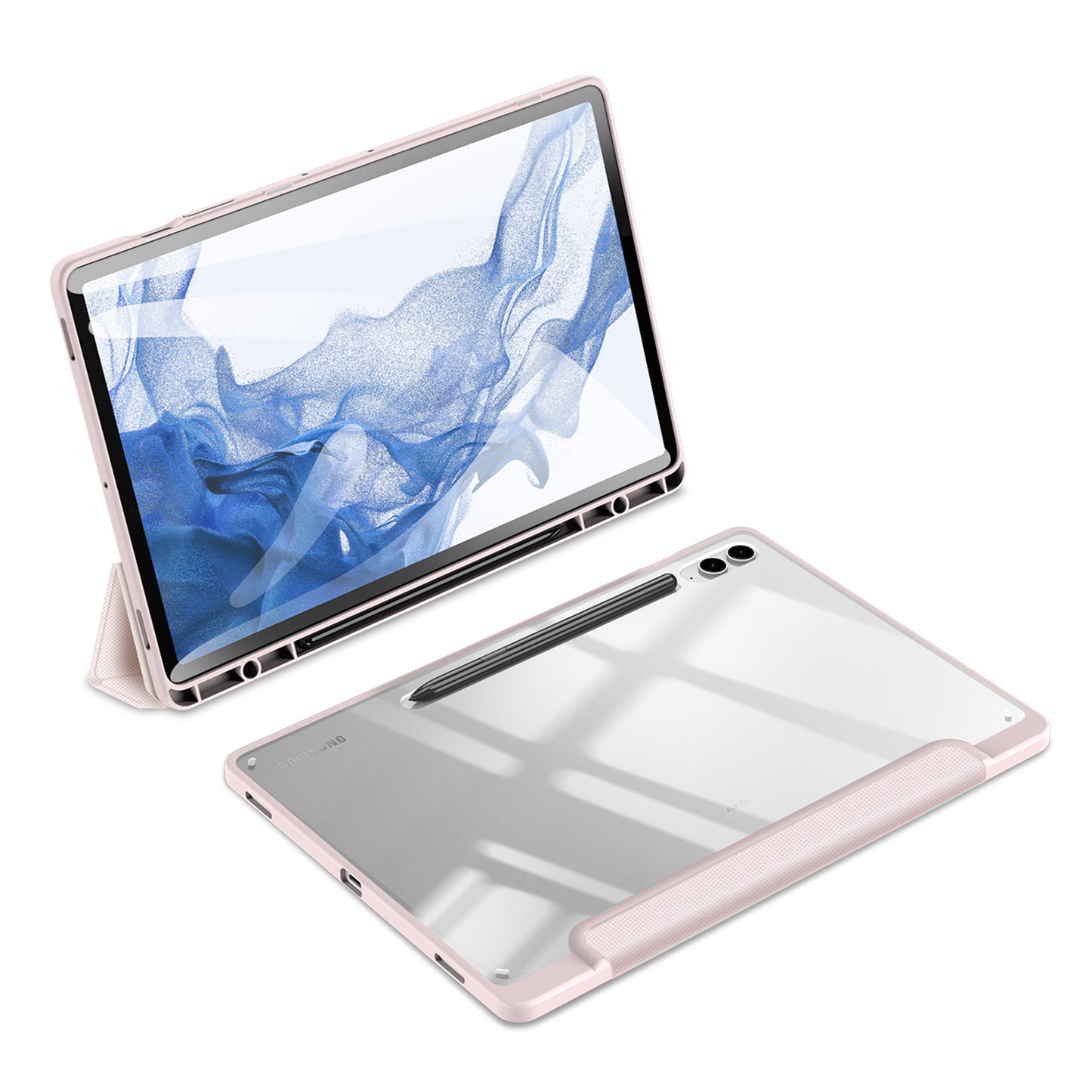 DUX DUCIS TOBY Series For Samsung Galaxy Tab S9 FE+ Tablet Leather Case Tri-fold Stand Cover with Pen Slot