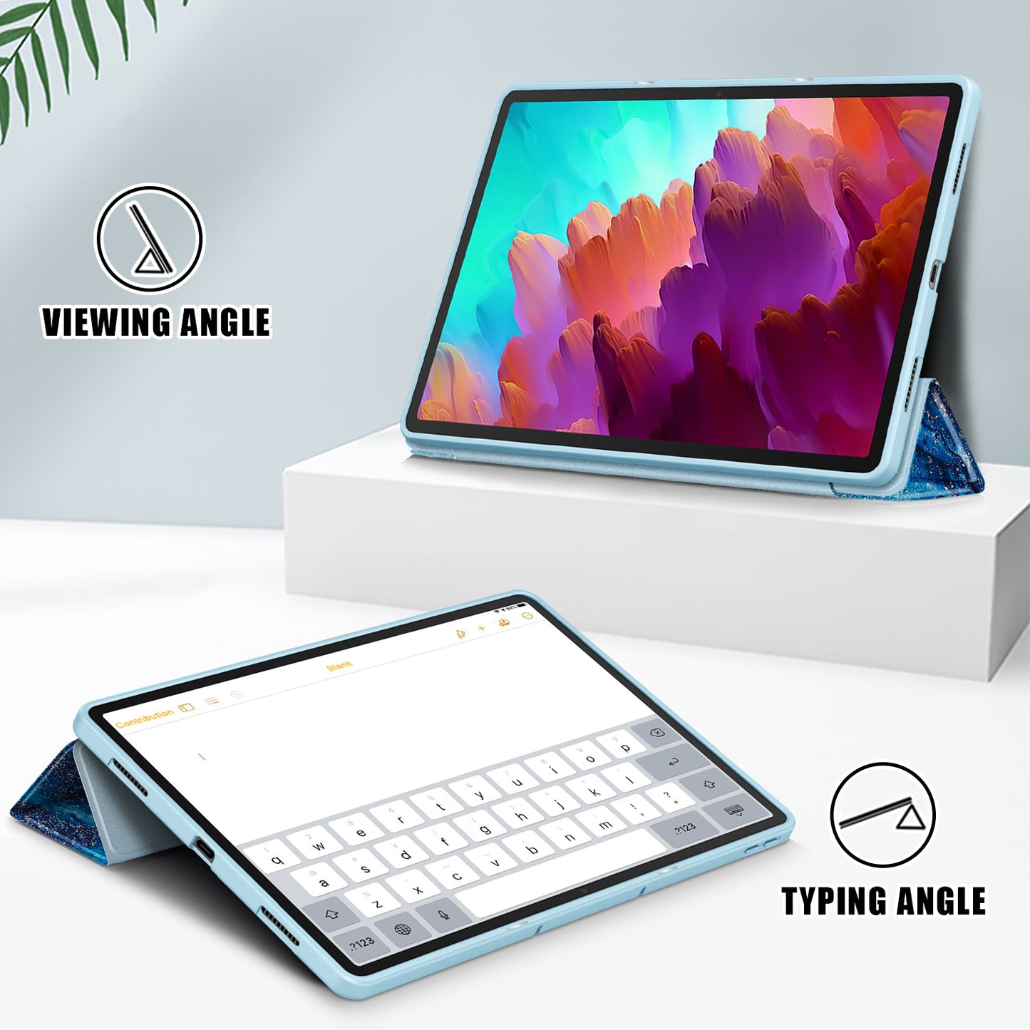 For Lenovo Lenovo Tab P12 TB371FC Pattern Printing Tri-fold Stand Tablet Cover PU Leather +TPU Tablet Case