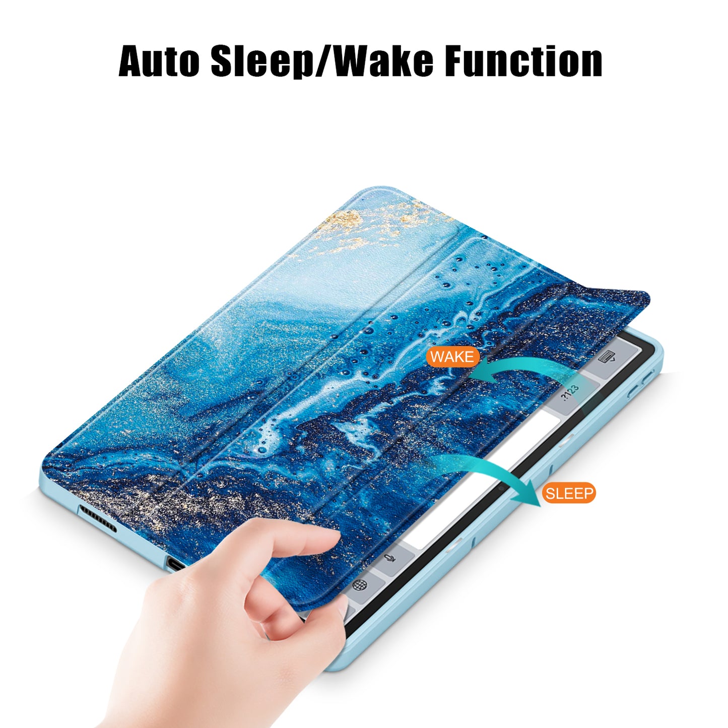 For Lenovo Lenovo Tab P12 TB371FC Pattern Printing Tri-fold Stand Tablet Cover PU Leather +TPU Tablet Case