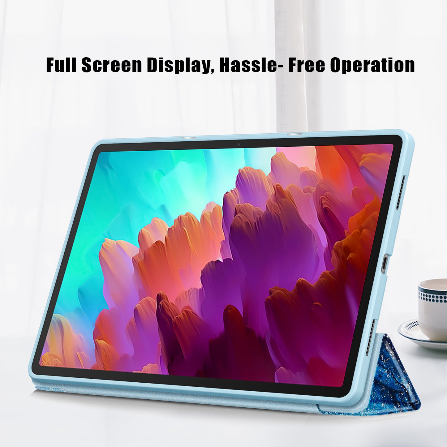 For Lenovo Lenovo Tab P12 TB371FC Pattern Printing Tri-fold Stand Tablet Cover PU Leather +TPU Tablet Case