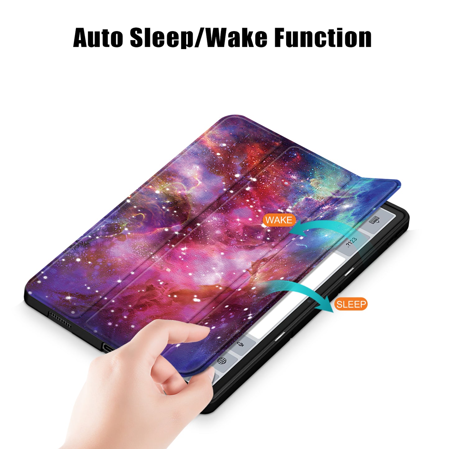 For Lenovo Lenovo Tab P12 TB371FC Pattern Printing Tri-fold Stand Tablet Cover PU Leather +TPU Tablet Case