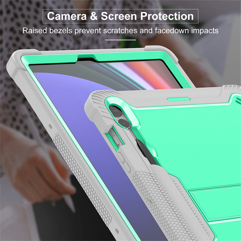 Kickstand Case for Samsung Galaxy Tab S9+ , Shockproof Silicone + PC Tablet Cover