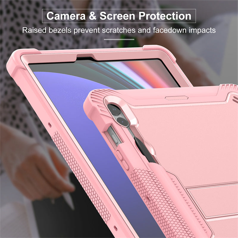 Kickstand Case for Samsung Galaxy Tab S9+ , Shockproof Silicone + PC Tablet Cover