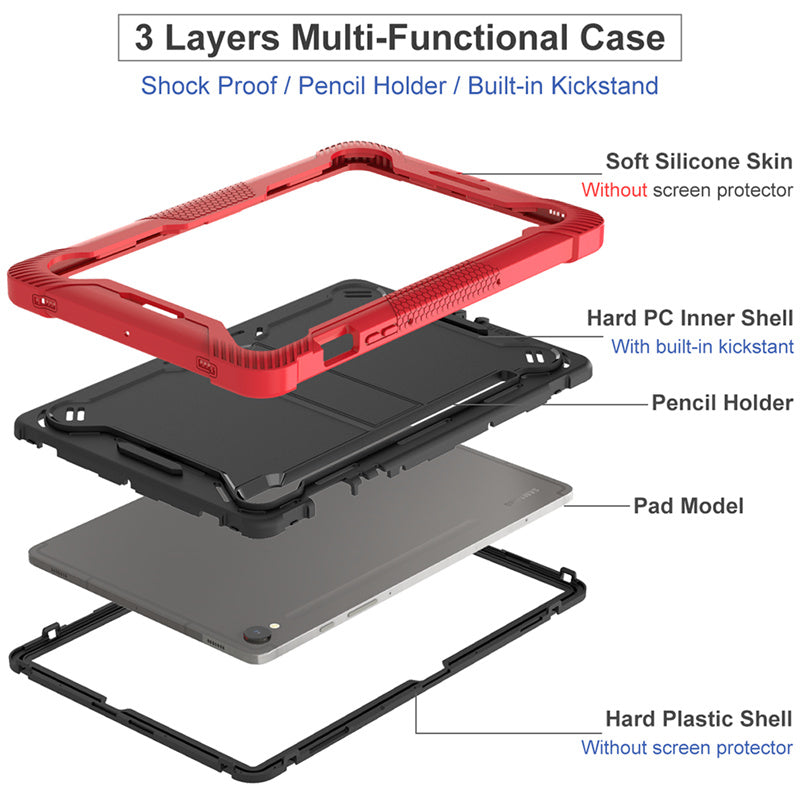Kickstand Case for Samsung Galaxy Tab S9 , Fall Protection Silicone + PC Tablet Cover