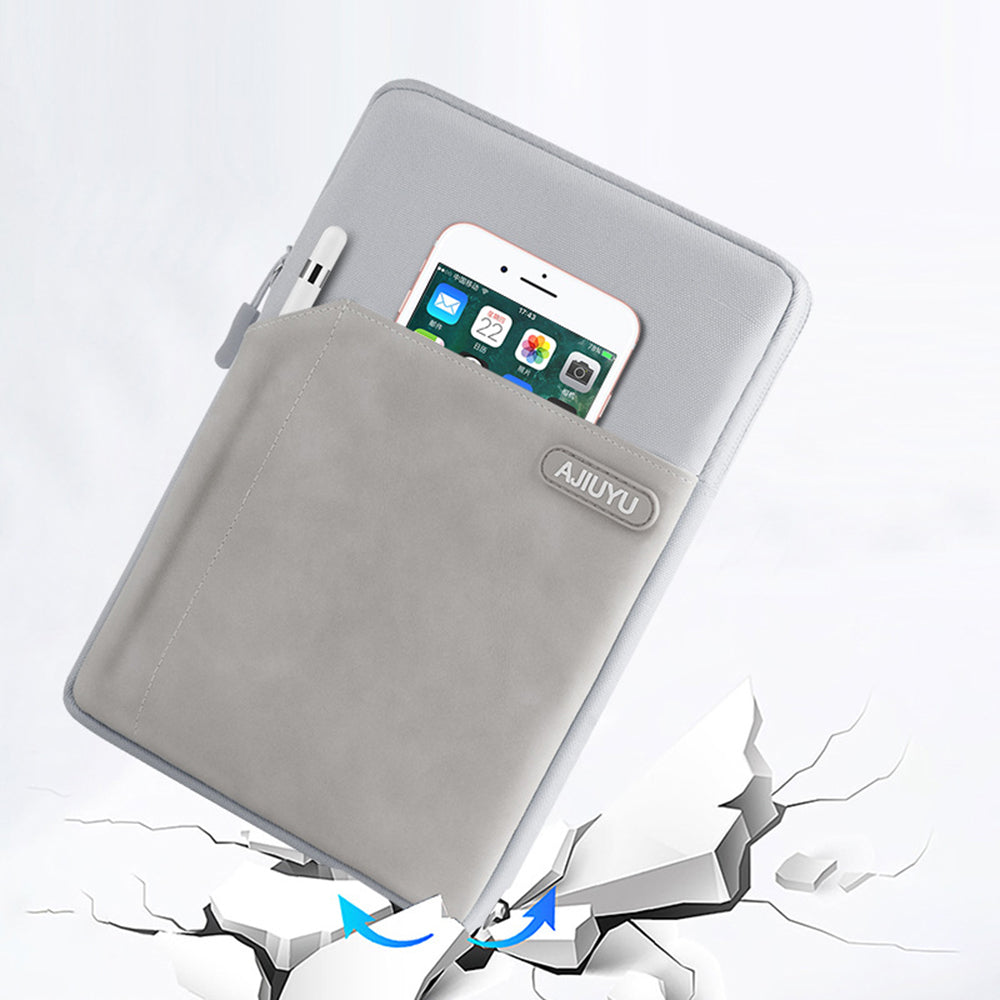 AJIUYU Laptop Protective Sleeve PU Leather + Cloth Tablet Carrying Bag with Hand Strap