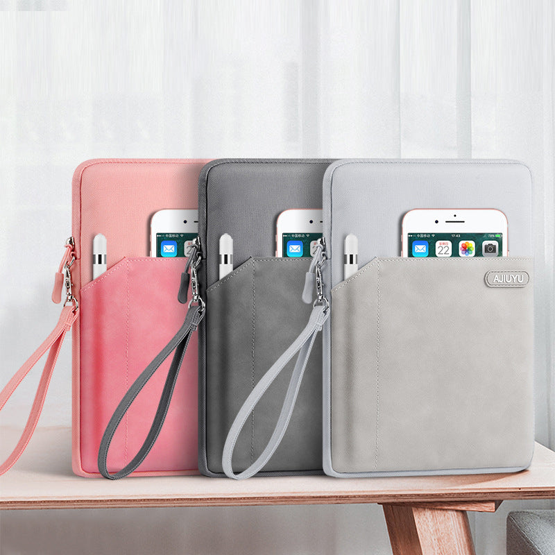 AJIUYU Laptop Protective Sleeve PU Leather + Cloth Tablet Carrying Bag with Hand Strap