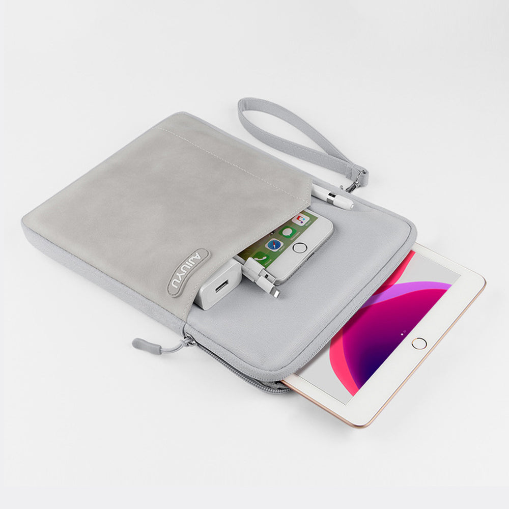 AJIUYU Laptop Protective Sleeve PU Leather + Cloth Tablet Carrying Bag with Hand Strap