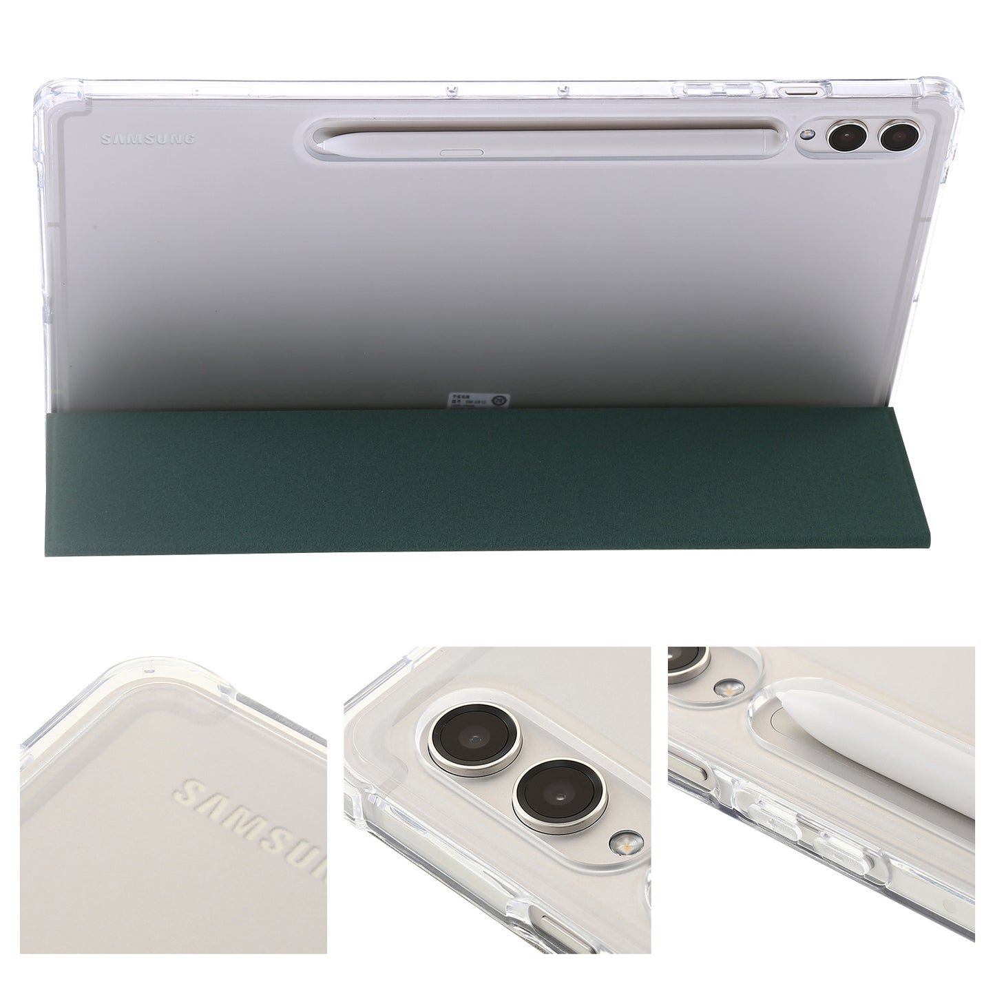 For Samsung Galaxy Tab S9+ Tri-fold Stand Smart Cover PU Leather+Acrylic+TPU Transparent Tablet Case