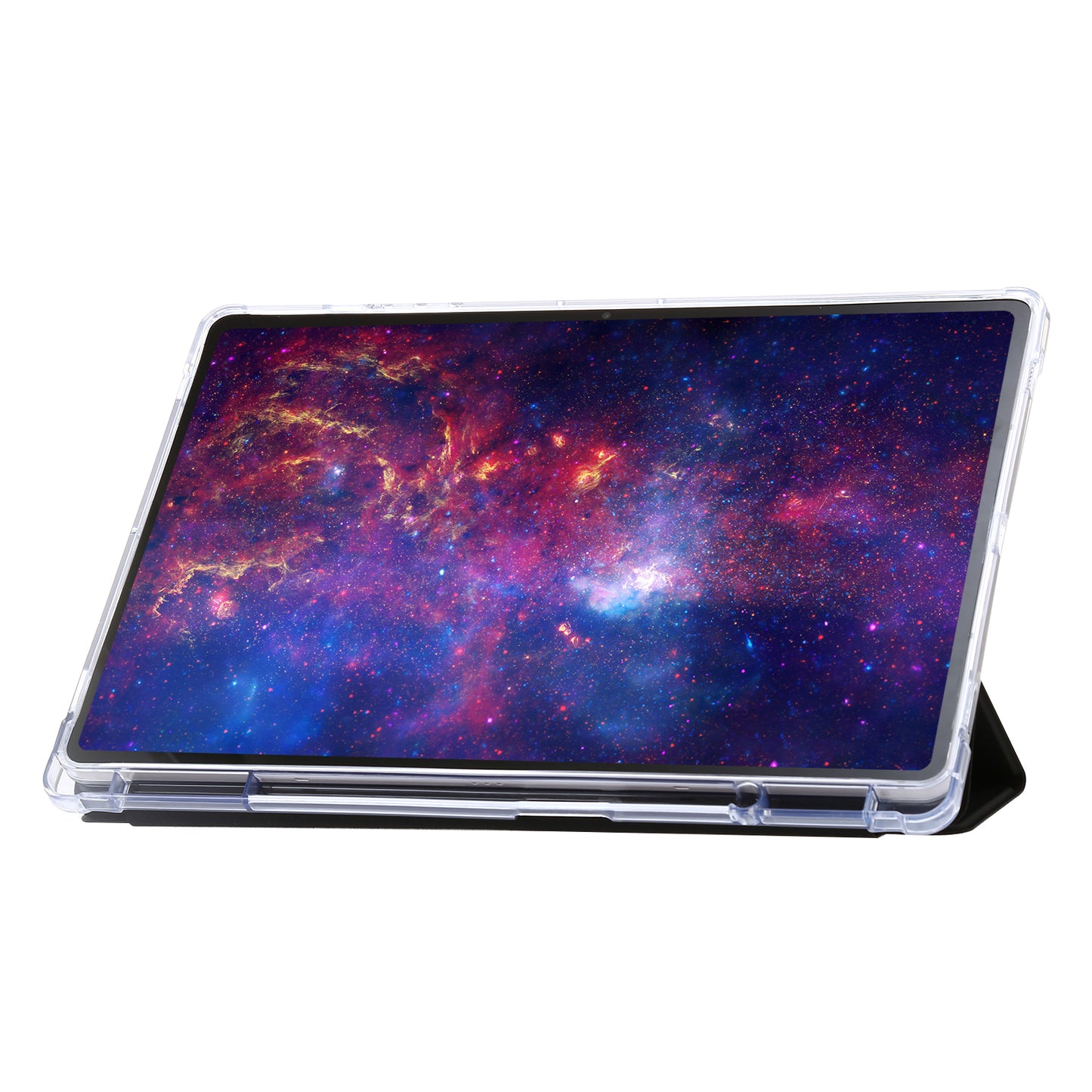 For Samsung Galaxy Tab S9+ Tri-fold Stand Smart Cover PU Leather+Acrylic+TPU Transparent Tablet Case