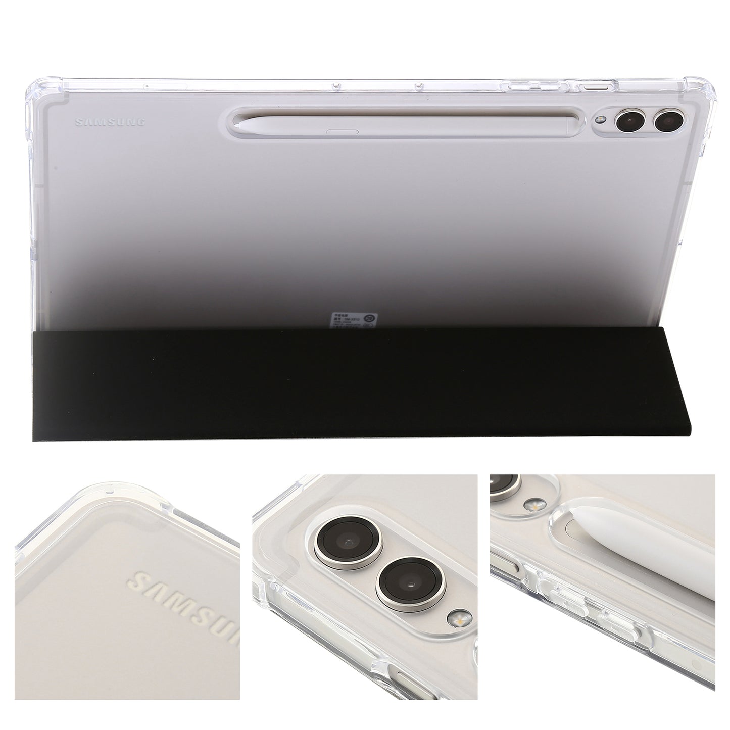 For Samsung Galaxy Tab S9+ Tri-fold Stand Smart Cover PU Leather+Acrylic+TPU Transparent Tablet Case