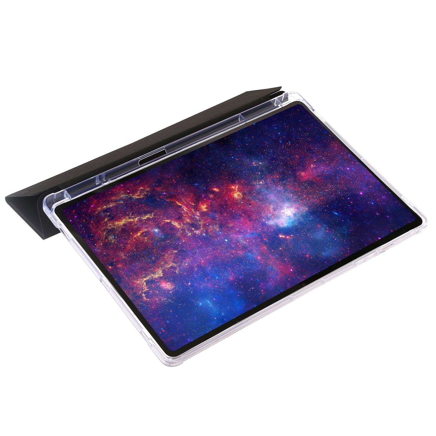 For Samsung Galaxy Tab S9+ Tri-fold Stand Smart Cover PU Leather+Acrylic+TPU Transparent Tablet Case