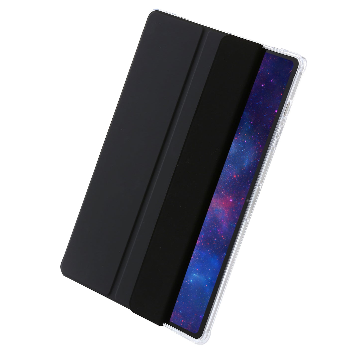 For Samsung Galaxy Tab S9+ Tri-fold Stand Smart Cover PU Leather+Acrylic+TPU Transparent Tablet Case