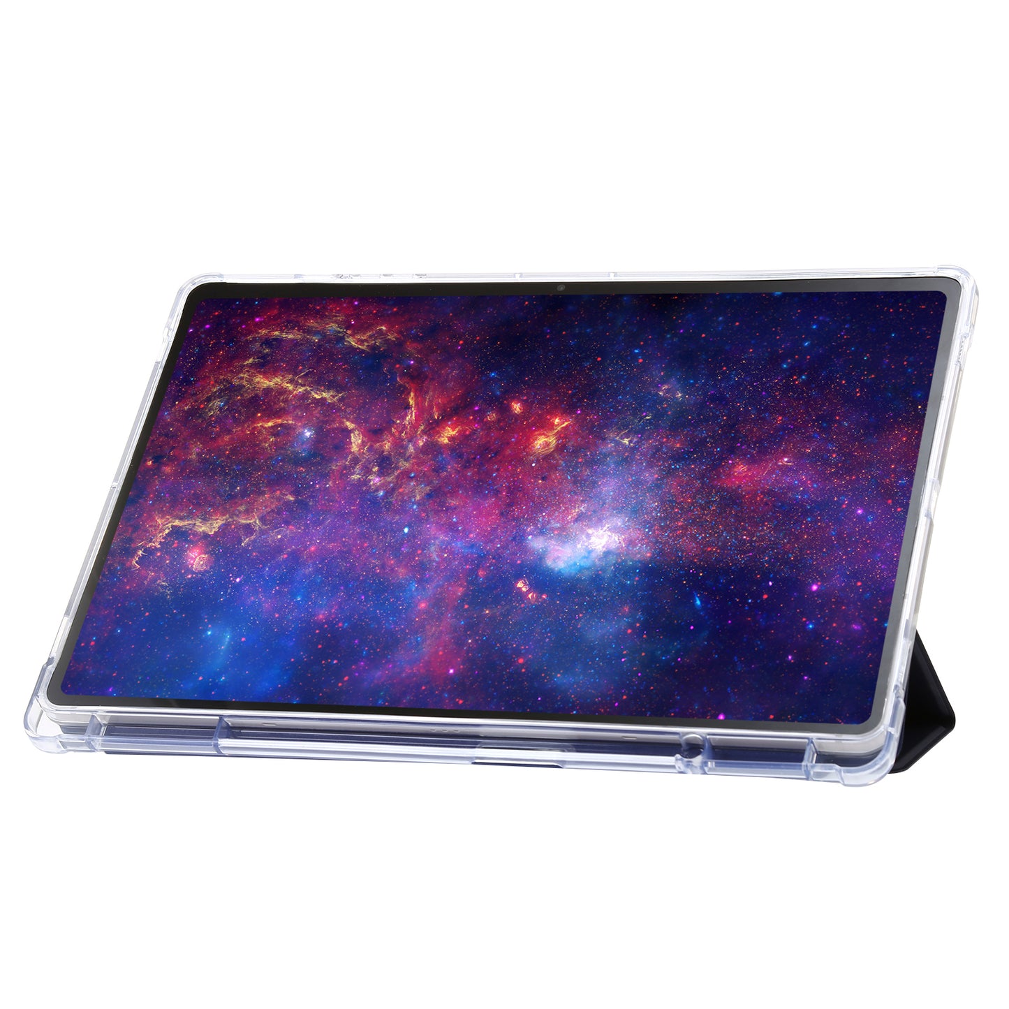 For Samsung Galaxy Tab S9+ Tri-fold Stand Smart Cover PU Leather+Acrylic+TPU Transparent Tablet Case