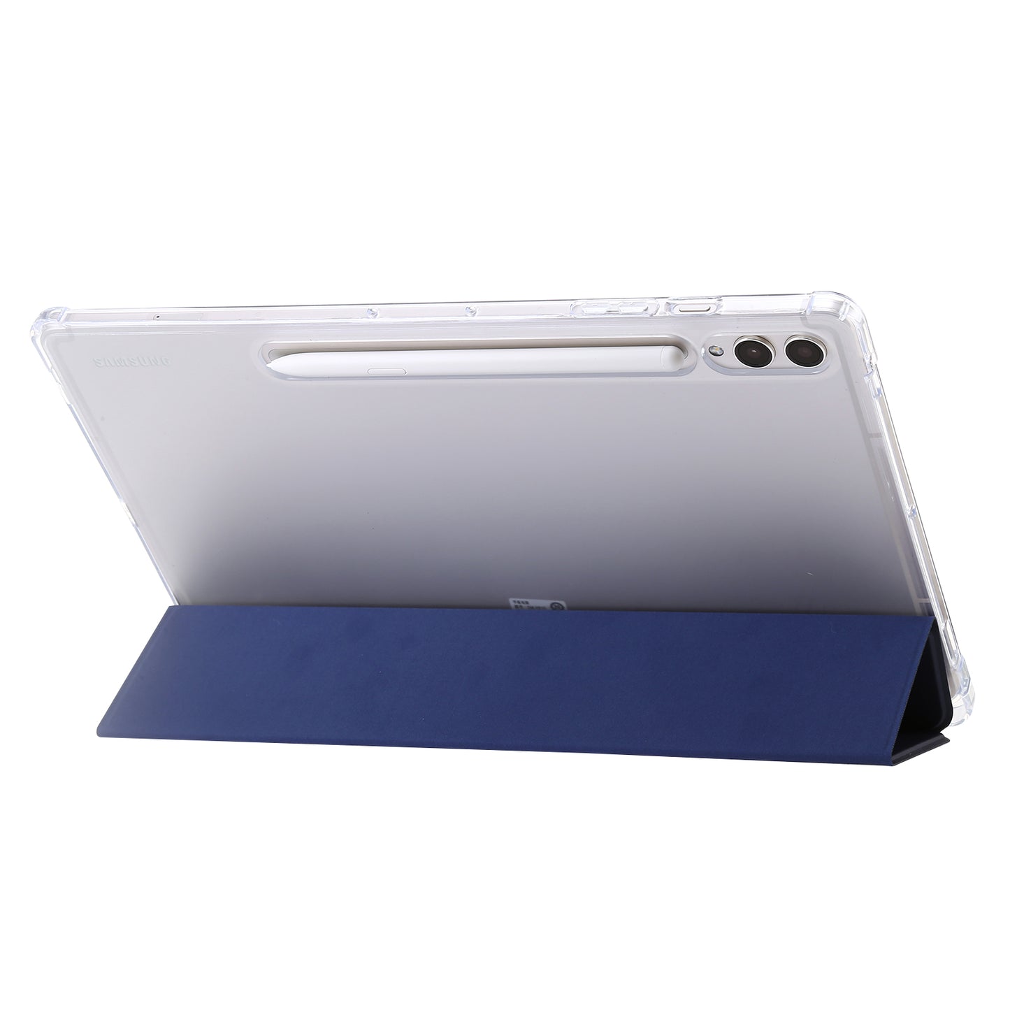 For Samsung Galaxy Tab S9+ Tri-fold Stand Smart Cover PU Leather+Acrylic+TPU Transparent Tablet Case