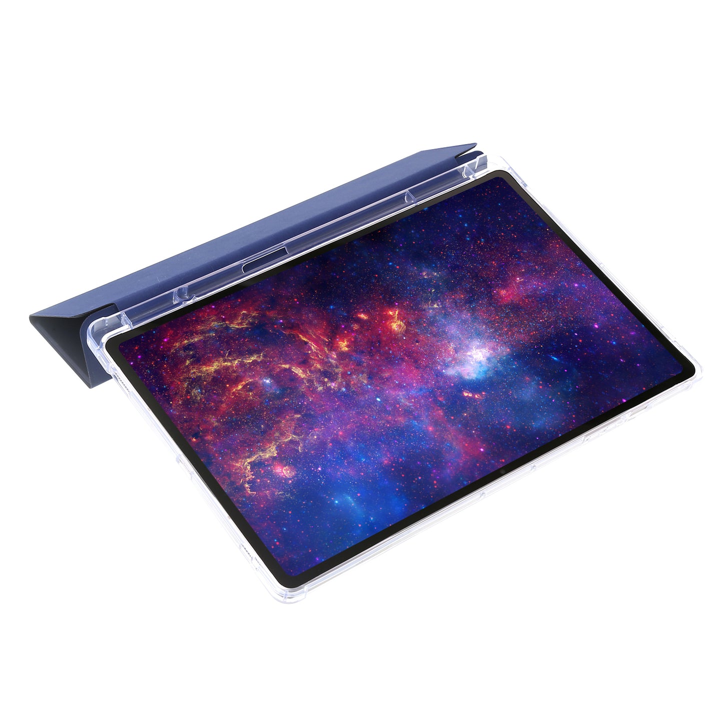 For Samsung Galaxy Tab S9+ Tri-fold Stand Smart Cover PU Leather+Acrylic+TPU Transparent Tablet Case