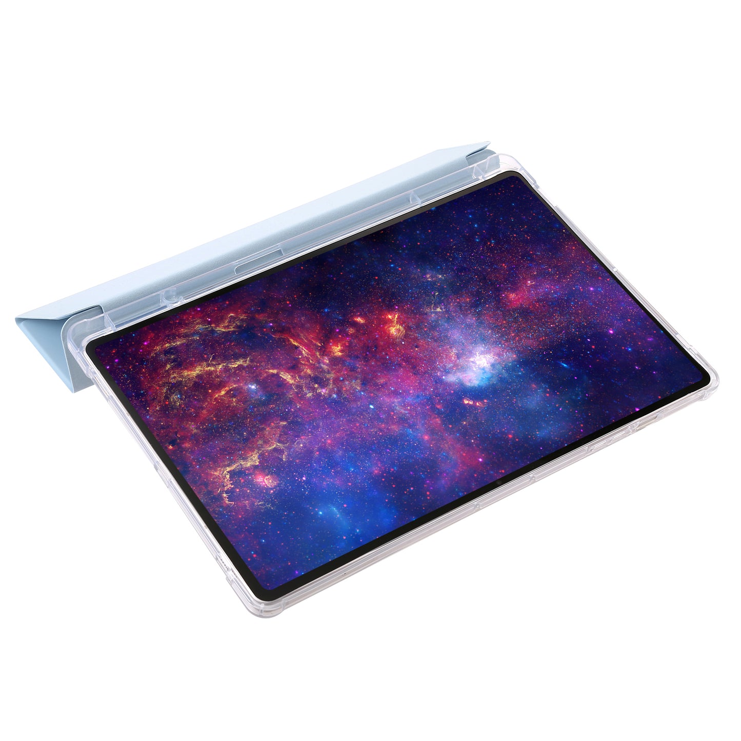 For Samsung Galaxy Tab S9+ Tri-fold Stand Smart Cover PU Leather+Acrylic+TPU Transparent Tablet Case