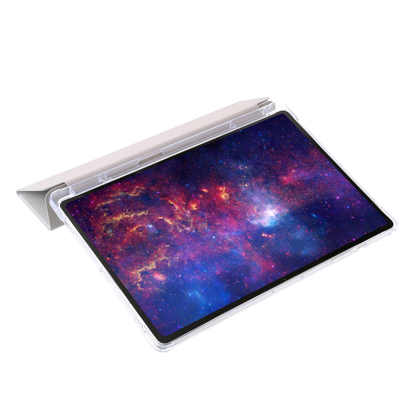 For Samsung Galaxy Tab S9+ Tri-fold Stand Smart Cover PU Leather+Acrylic+TPU Transparent Tablet Case