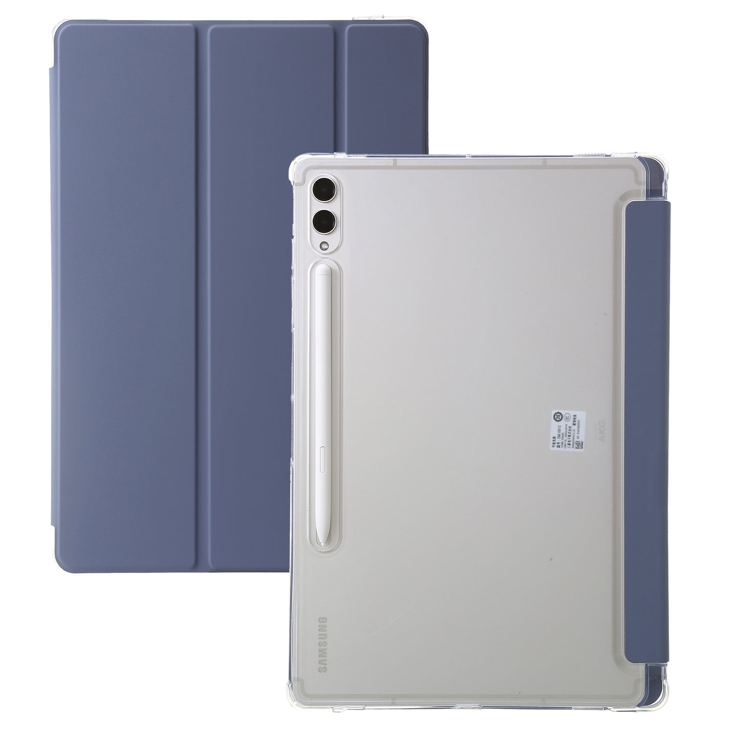 For Samsung Galaxy Tab S9+ Tri-fold Stand Smart Cover PU Leather+Acrylic+TPU Transparent Tablet Case