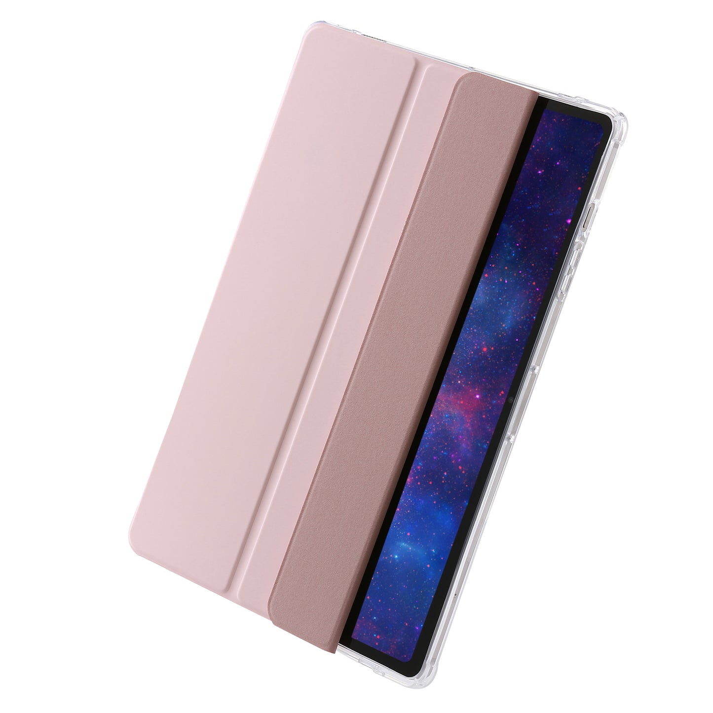 For Samsung Galaxy Tab S9+ Tri-fold Stand Smart Cover PU Leather+Acrylic+TPU Transparent Tablet Case