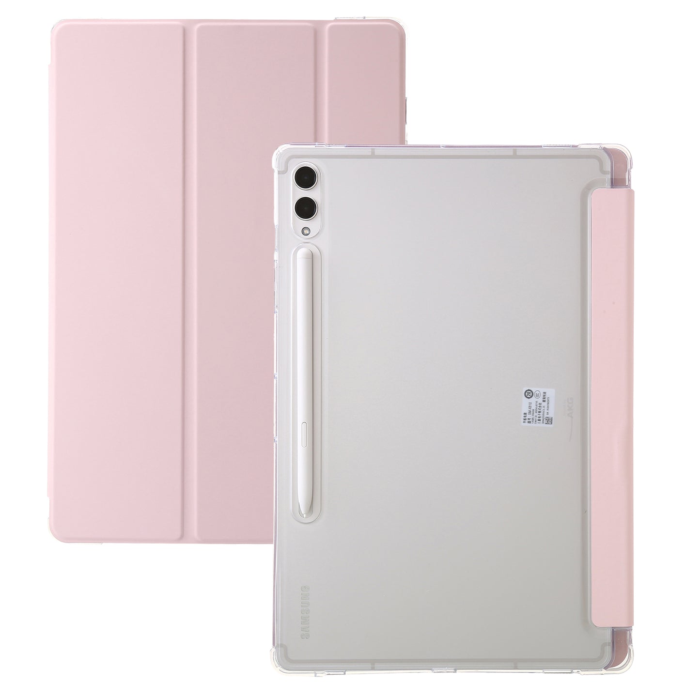 For Samsung Galaxy Tab S9+ Tri-fold Stand Smart Cover PU Leather+Acrylic+TPU Transparent Tablet Case