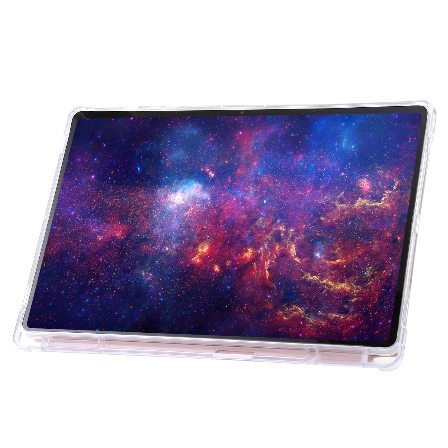 For Samsung Galaxy Tab S9+ Origami Tri-fold Stand Cover PU Leather+Acrylic+TPU Auto Wake / Sleep Tablet Case