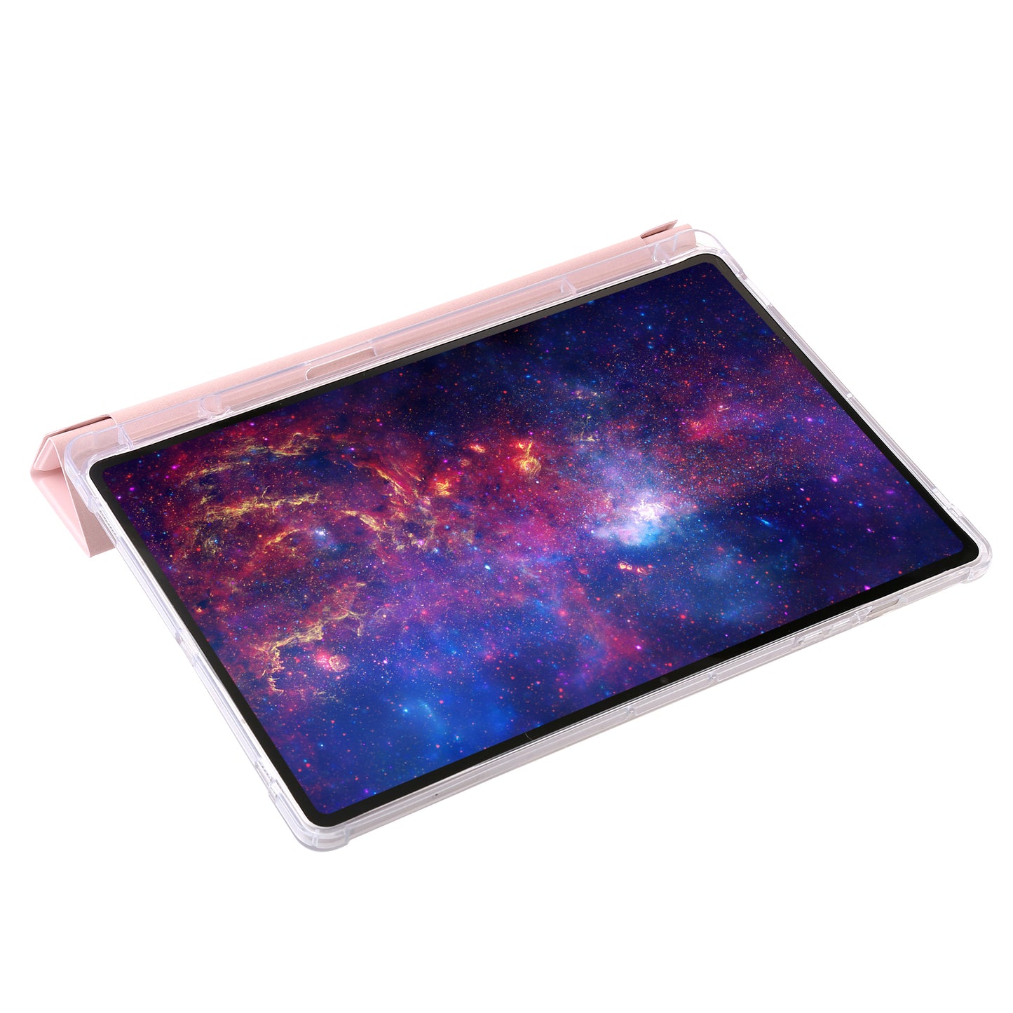 For Samsung Galaxy Tab S9+ Origami Tri-fold Stand Cover PU Leather+Acrylic+TPU Auto Wake / Sleep Tablet Case