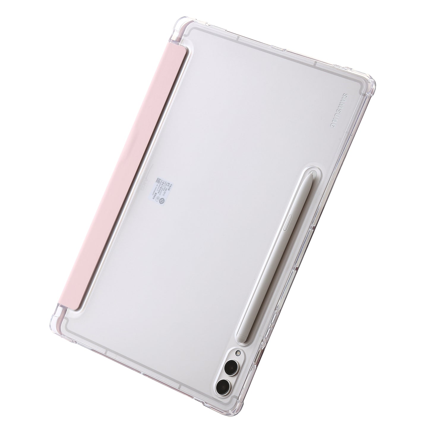 For Samsung Galaxy Tab S9+ Origami Tri-fold Stand Cover PU Leather+Acrylic+TPU Auto Wake / Sleep Tablet Case